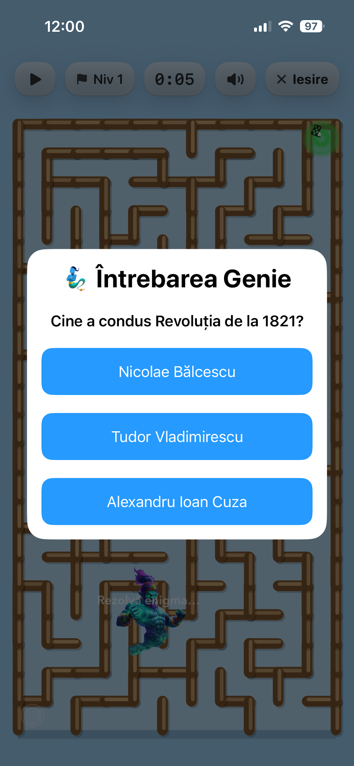 Ecran întrebare Genie