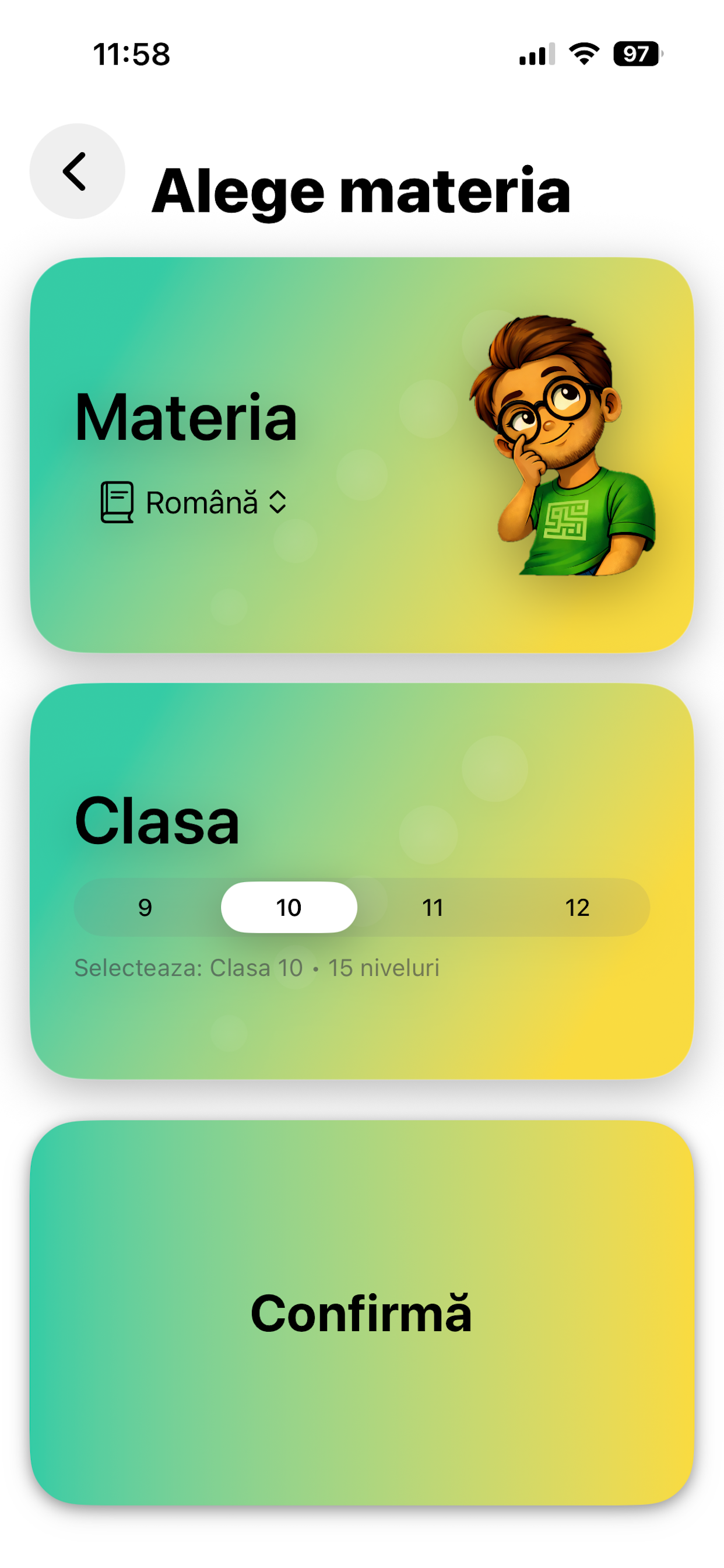 Ecran alegere materie